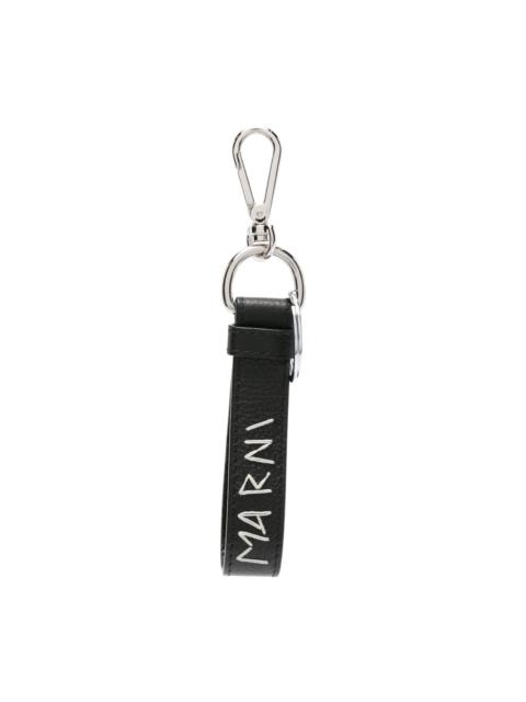 embroidered-logo leather keychain