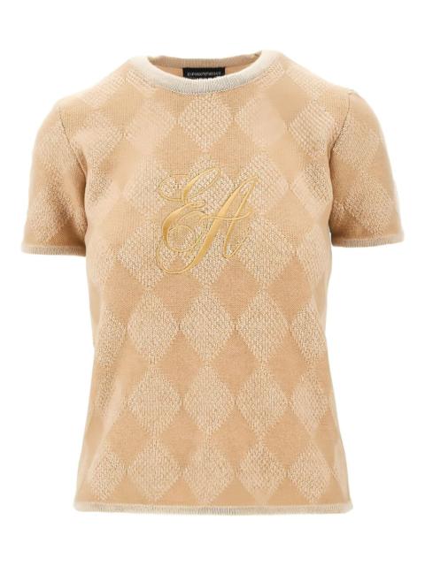 EMPORIO ARMANI argyle embroidered pullover