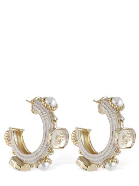 CASABLANCA Faux pearl & stone gradient hoop earring