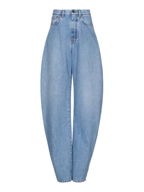 Alaïa High-Rise Barrel-Leg Jeans light wash