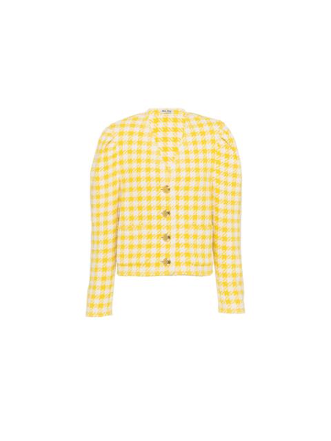 Miu Miu Single-breasted houndstooth check tweed jacket