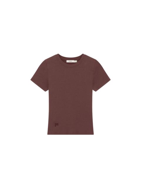 PANGAIA Womens Rib T-Shirt - Mahogany Brown