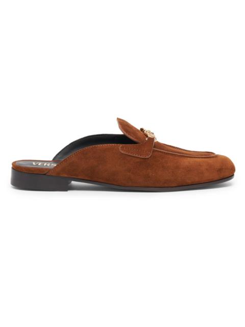 VERSACE Women's Sabot 20MM Suede Mules - Tobacco Versace Gold
