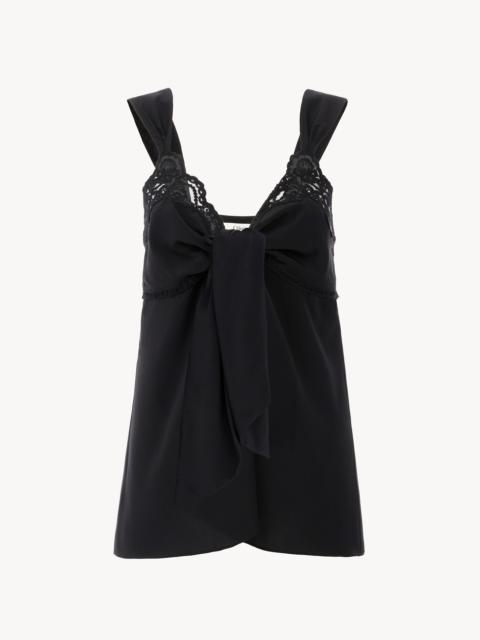 Chloé FLUID LINGERIE TOP IN CRÊPE DE CHINE & LACE