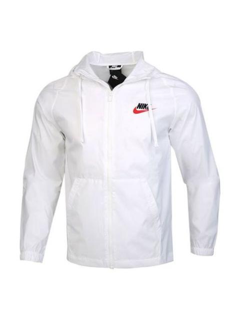 Nike Back Large Logo Woven Sports Hooded Jacket White CZ8677-100