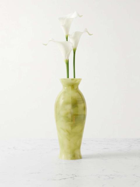 Cult Gaia Florence marbled acrylic clutch Light green
