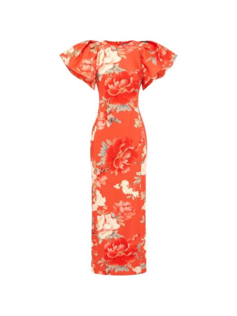 LEO LIN Lucinda floral puffed-sleeves midi dress