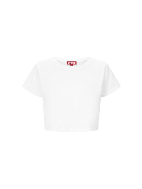 STAUD Dean Cropped Cotton T-Shirt white