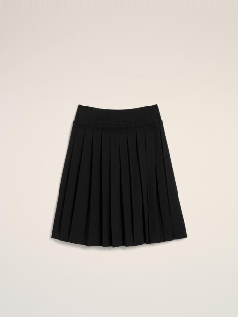 AMI Paris BLACK MIDI PLEATED WOOLSKIRT