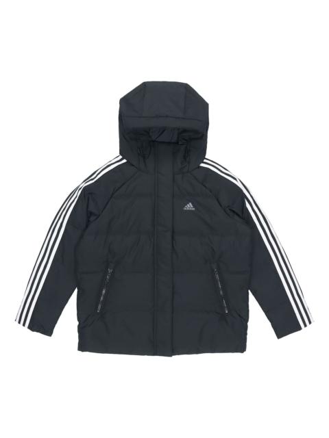 adidas (WMNS) adidas W 3St 퍼프 Jkt 더블 레이어 니트 지퍼 포켓 후드 다운 재킷 검정 H23063