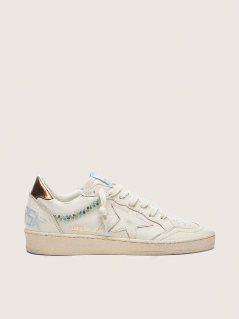 Golden Goose Women's Ball Star in cream leather with tone-on-tone star and beads