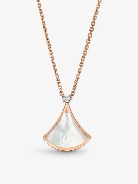 Divas’ Dream 18ct rose-gold, 0.03ct brilliant-cut diamond and mother-of-pearl pendant necklace