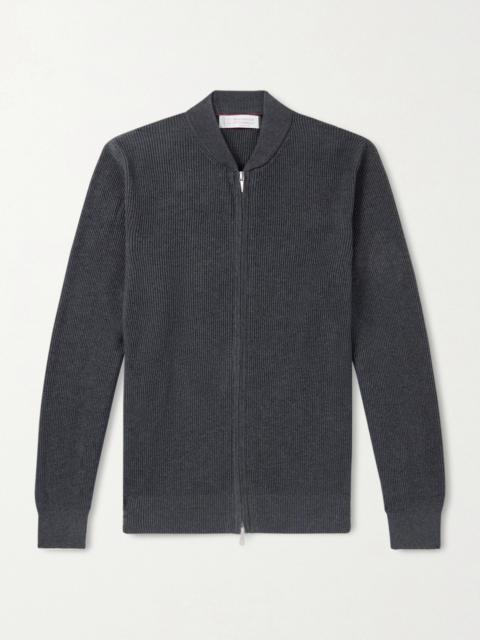 Brunello Cucinelli Ribbed Cotton Zip-Up Sweater