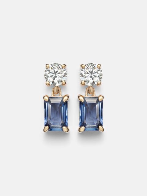 STONE AND STRAND 14kt gold (585/1000) earrings with diamonds and blue sapphires