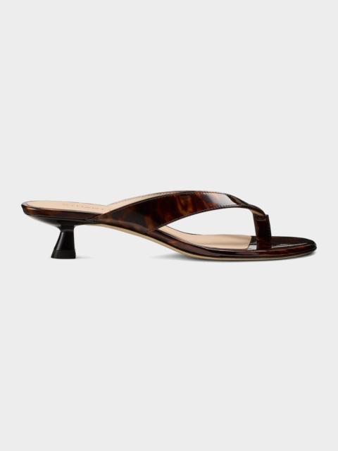 Stuart Weitzman 35mm Rio Sleek Patent Leather Thong Sandals