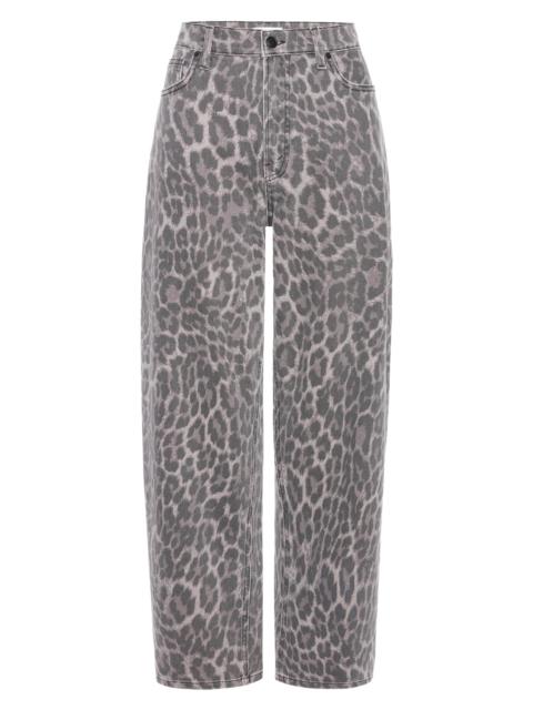 GOOD AMERICAN Women's Good Standard Leopard Barrel Jeans - Grey Lucky Leopard