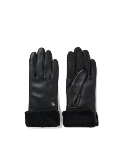 BOSS fur-trim logo-plaque gloves