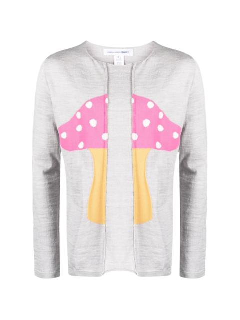 Comme des Garçons SHIRT melange-effect mushroom-print jumper