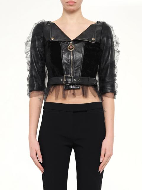Alexander McQueen Leather Jacket with Tulle
