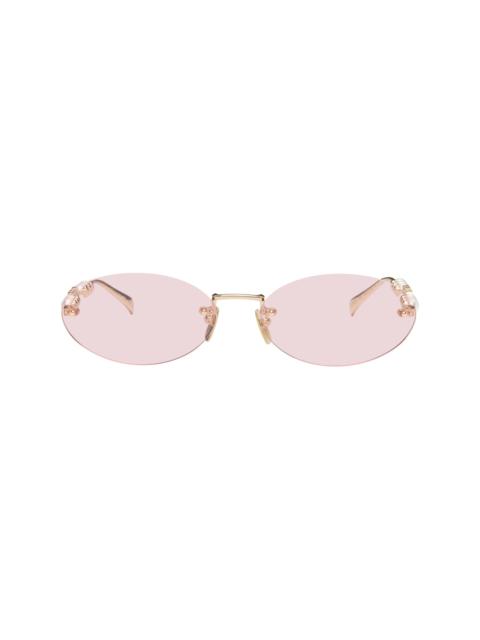 GUCCI Gold Oval Frame Sunglasses