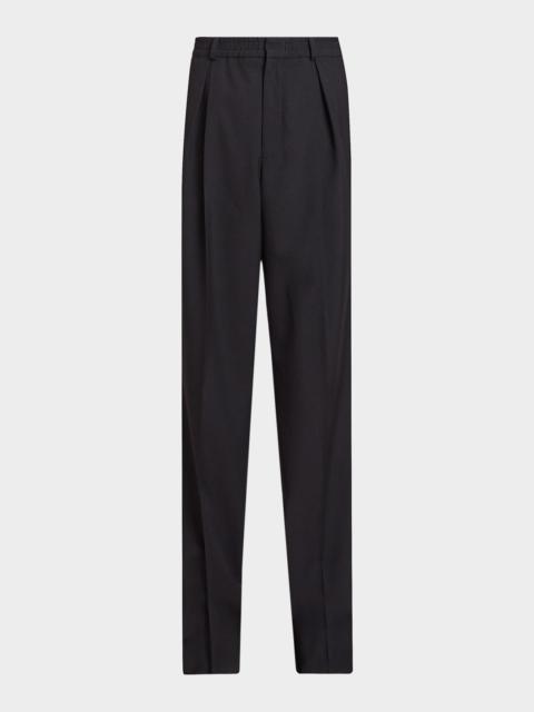 Balmain Men's Pleated Regular-Fit Wool Pants