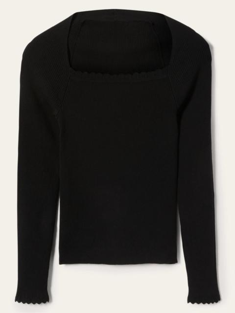 BODEN Ribbed Square Neck Knitted Top-Black