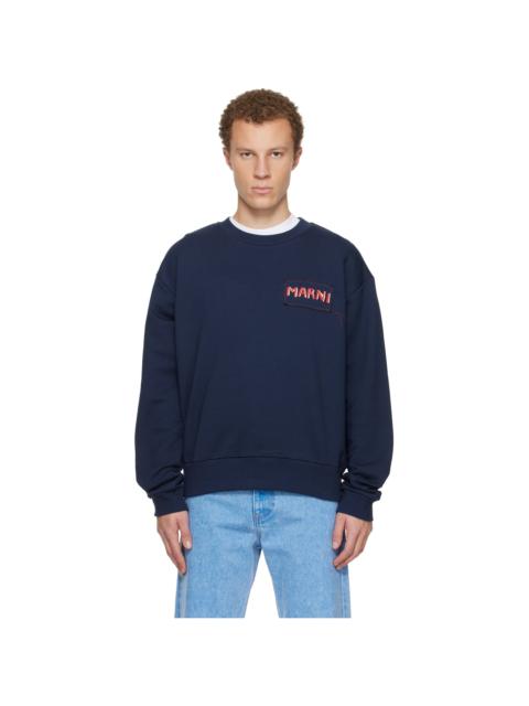 Marni Navy Logo Patch Sweatshirt