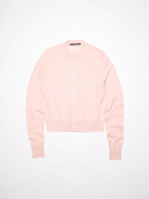 Wool crew neck cardigan - Faded pink melange