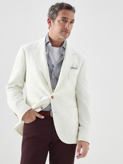 Brunello Cucinelli Carded wool, cashmere and silk diagonal deconstructed blazer with patch pockets