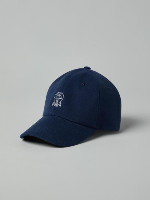 Brunello Cucinelli Garment-dyed lightweight denim baseball cap with embroidered logo