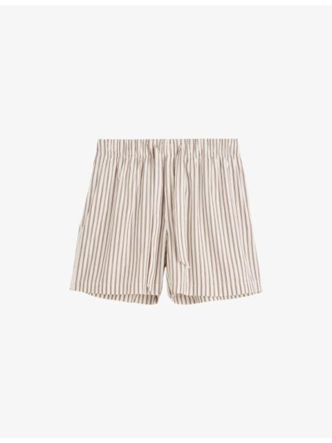 TEKLA Striped Elasticated-Waist Cotton-Poplin Shorts