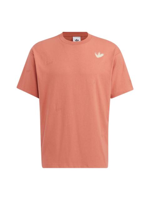 adidas originals Logo Printing Solid Color Round Neck Short Sleeve Unisex Orange T-Shirt HS1917