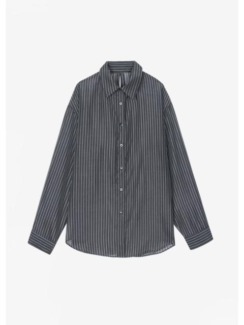 The Frankie Shop Kesin Open Back Shirt - Grey/White Stripe