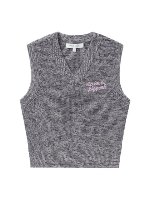 Maison Kitsuné Handwriting logo-embroidered knitted vest