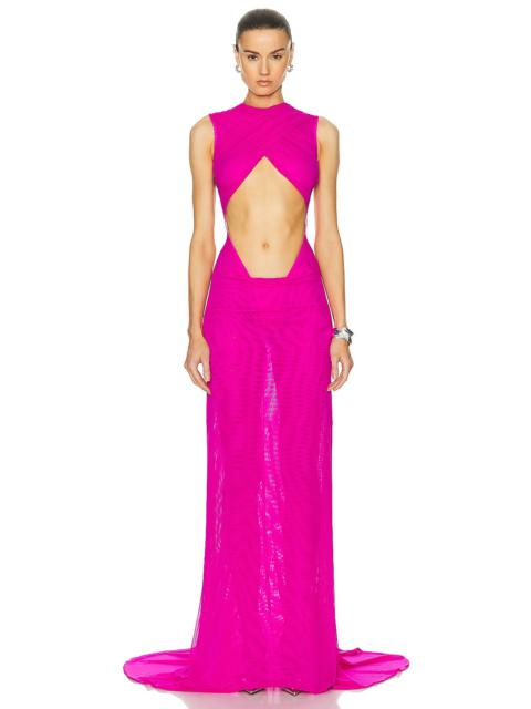 LaQuan Smith Sleeveless Criss Cross Draping Gown