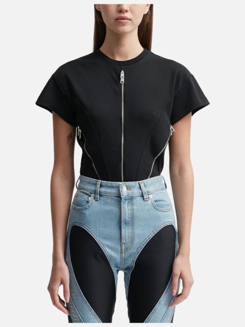 MUGLER ZIPPED JERSEY BODYSUIT