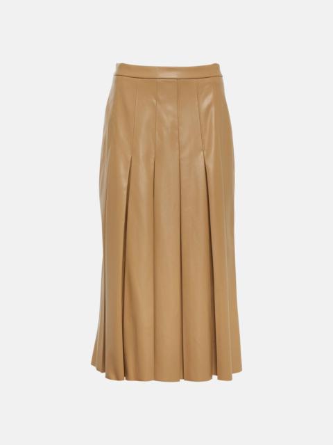 Herson pleated faux leather midi skirt
