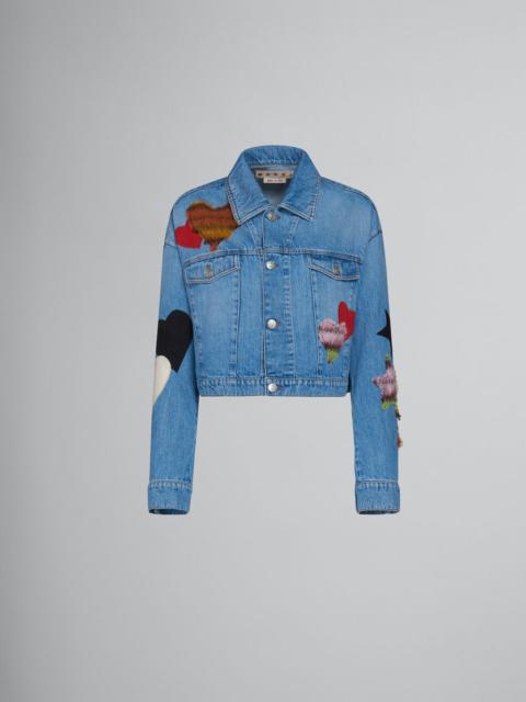 Marni BLUE DENIM JACKET WITH PATCHES