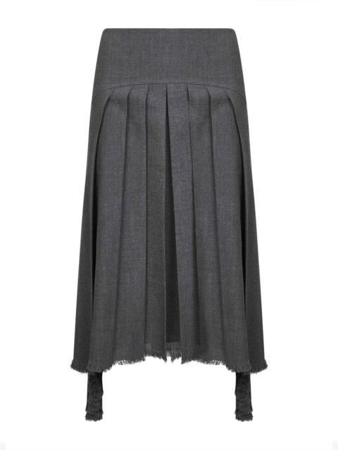 Jil Sander Grey wool canvas pleated midi skirt