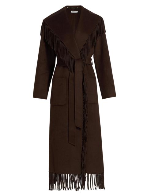 SIMKHAI Women's Carrie Fringed Longline Coat - Chocolate