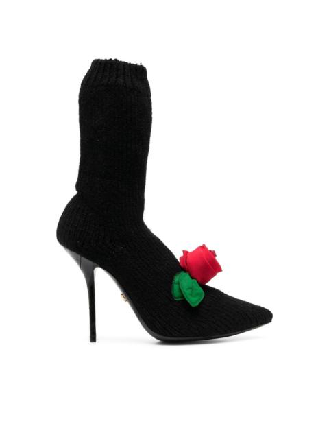 Dolce & Gabbana knitted style rose calf boots