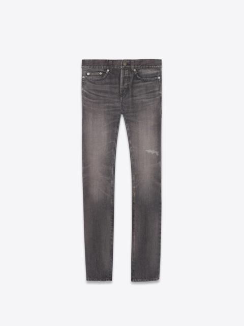 SAINT LAURENT slim-fit jeans in vintage dirty gray denim