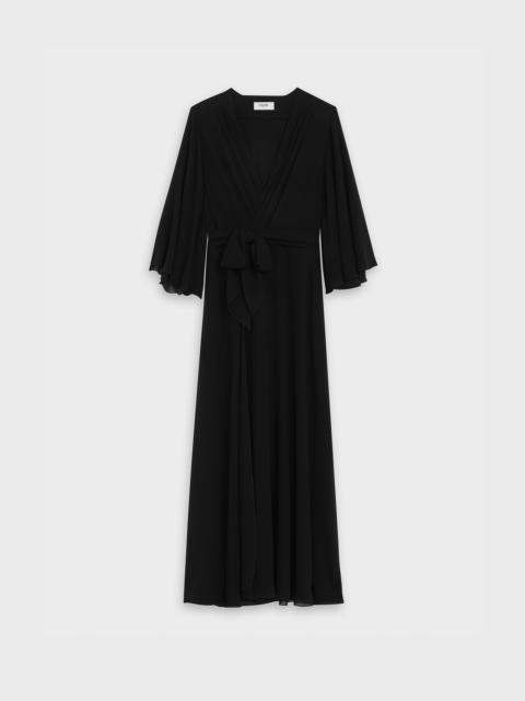 CELINE WRAPAROUND LONG DRESS IN SILK GEORGETTE
