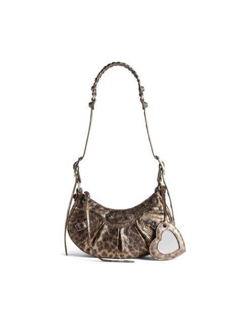 Women's Le Cagole Xs Shoulder Bag Metallized With Leopard Print  in Brown