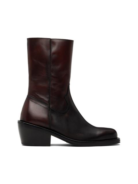 Dries Van Noten Brown High Leather Boots