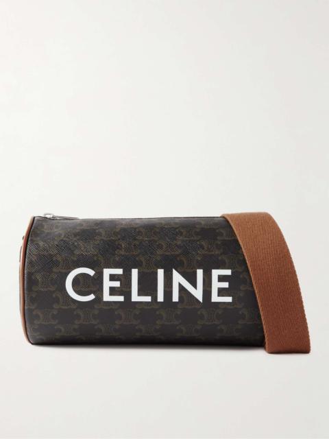 CELINE Triomphe Leather-Trimmed Monogrammed Coated-Canvas Messenger Bag