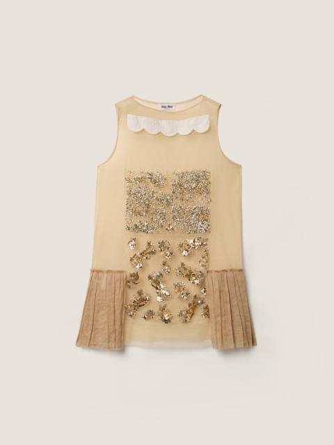 Miu Miu Embellished tulle dress