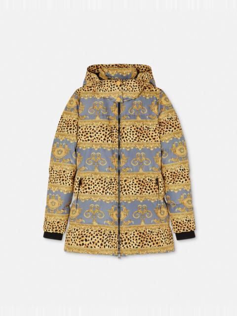 VERSACE Duvet Stripes Belted Puffer Jacket