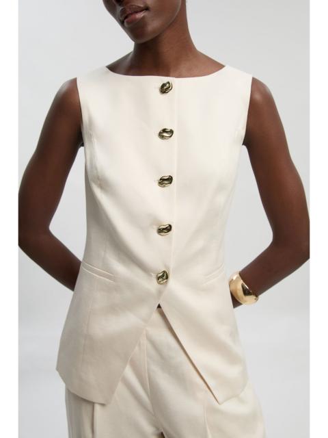 KAREN MILLEN Tailored Linen Statement Button Front Waistcoat