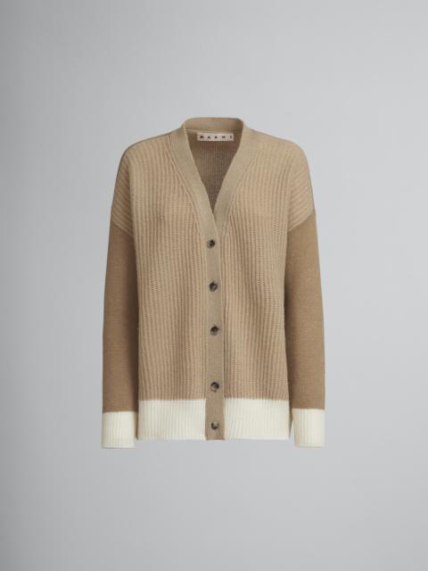 Marni BROWN CASHMERE V-NECK CARDIGAN